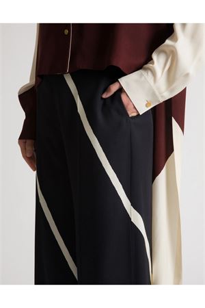 Pantaloni in twill di viscosa blu scuro ALBERTA FERRETTI | A031401511555